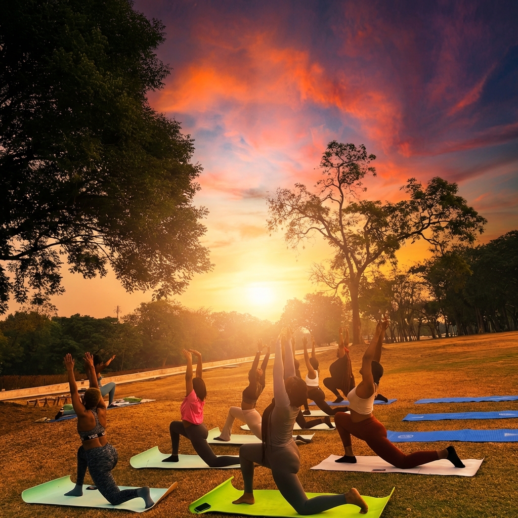 Outdoor Yoga Class at Sunset
